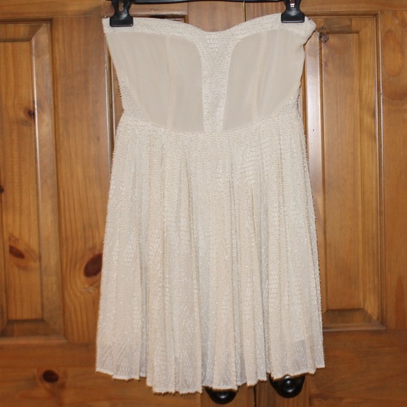 IVORY/WHITE 100% SILK DRESS. SWEETHEART STRAPLESS - Picture 1 of 6